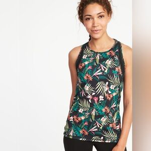 Old Navy Tropical High Neck Mesh Trim Racerback Tank